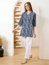 Neck Embroidered Denim Kurta
